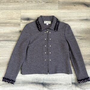 St. John Lilac Black White Cropped Knit Jacket Blazer w/ “Chanel Style” | Size 2